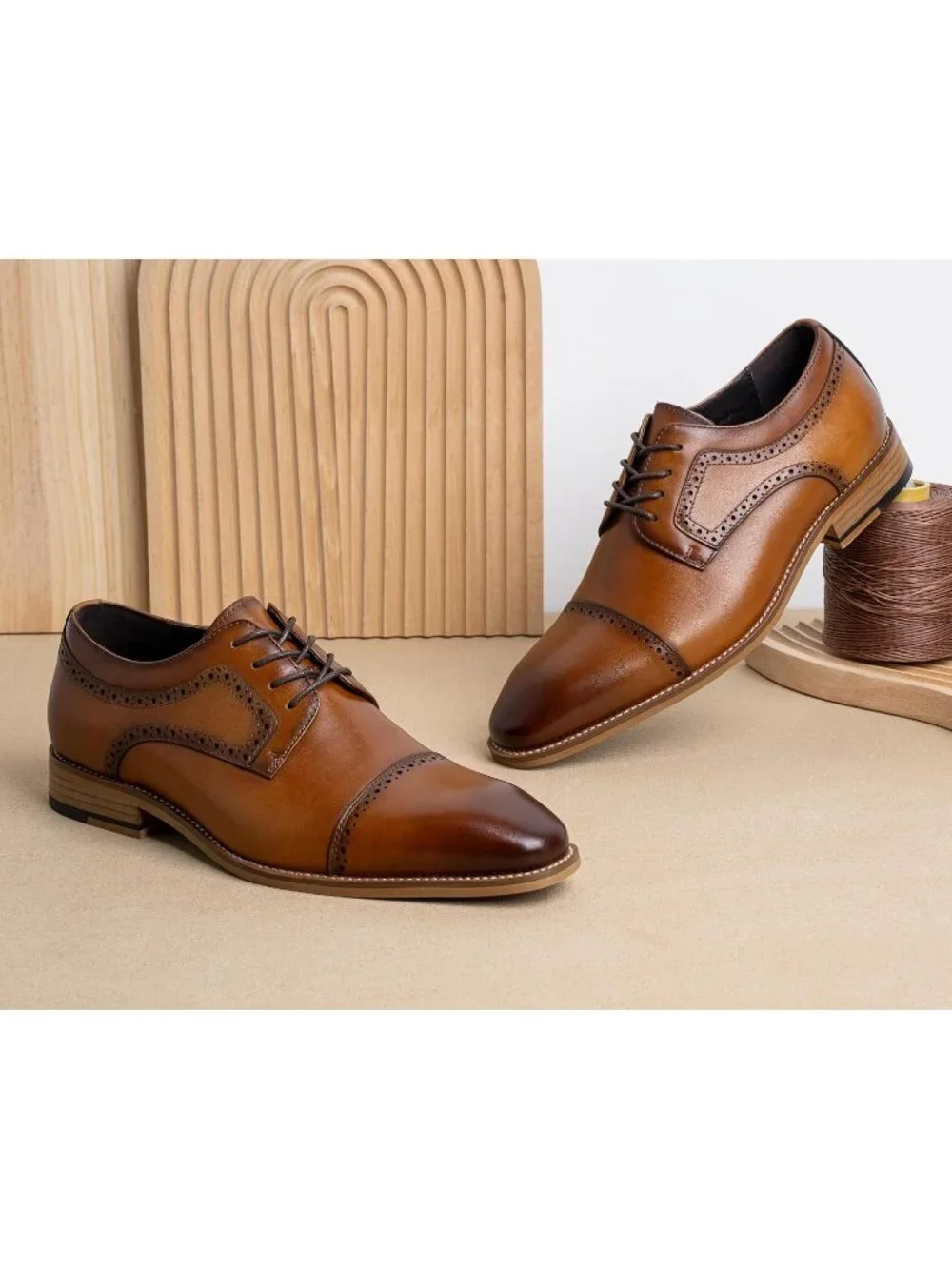 Jousen Men's Amy Brown9046 Leather Comfortable Oxford Business Classic Shoes